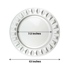 6-Pack Plastic Round Charger Plates 13" in Silver with Bejeweled Rim, Luxe Decorative Dinner Party Charger Tableware