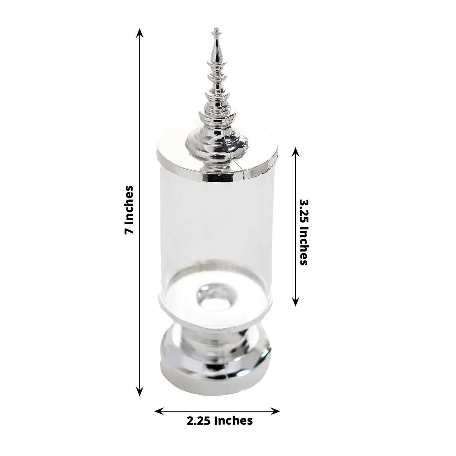 6-Pack Pillar Candy Jar Candy Container Clear/Silver - Decorative Apothecary Jars for Party Favors 7"