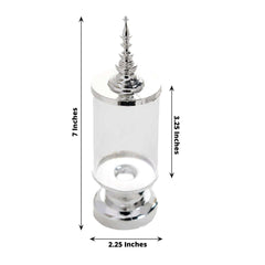 6-Pack Pillar Candy Jar Candy Container Clear/Silver - Decorative Apothecary Jars for Party Favors 7"