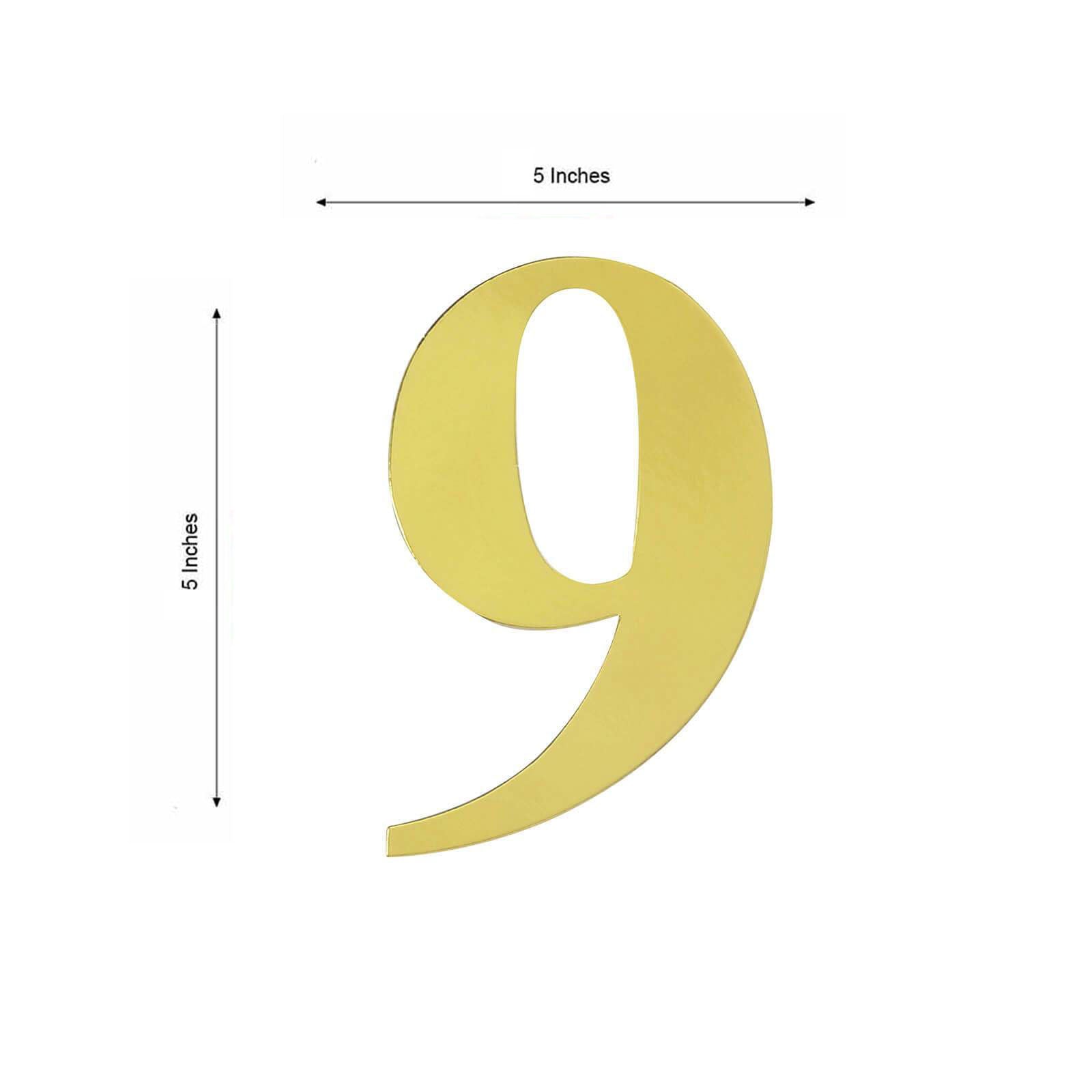 4-Pack Stickers Banner Custom 0-9 Number "9" Design Gold - Milestone Age and Date Stick-On Numbers 5"