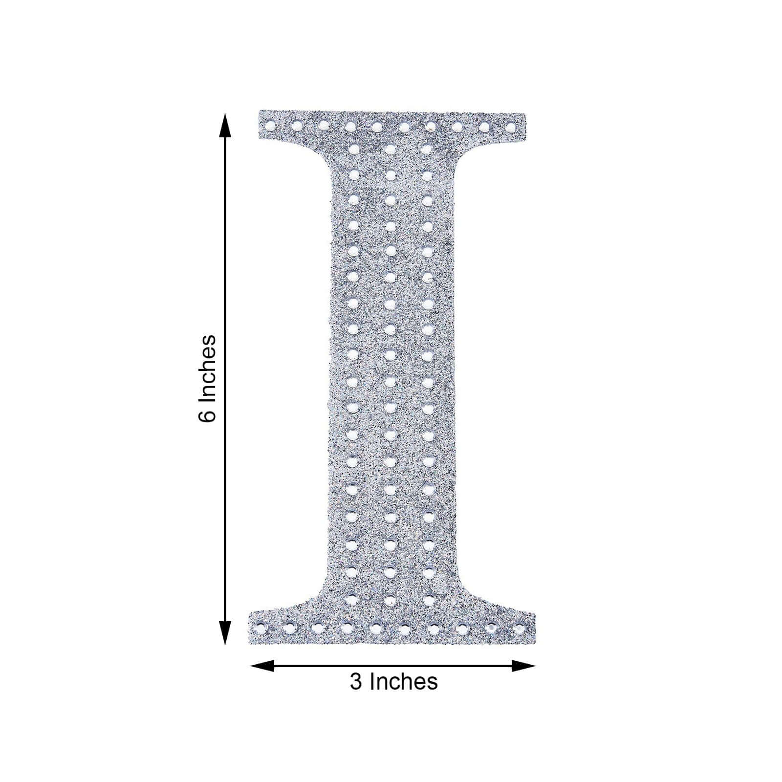 Decorative Rhinestone Alphabet "I" Letter Stickers, Glitter Adhesive Craft Letters Silver DIY Sparkle Embellishments 6"