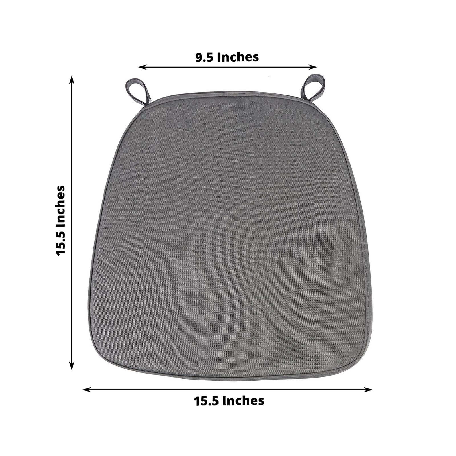 Chiavari Chair Cushion with 1.5" Thick Memory Foam and Ties Charcoal Gray - Stylish Removable Cover for Comfort