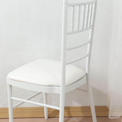 5 Pack PU Leather 1.5" Thick Seat Pads with Wood Backing for Chiavari Chairs White - Memory Foam Tie-Less Non-Slip Design 16"