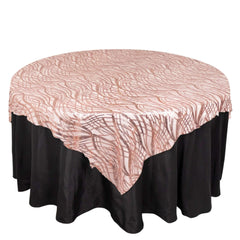 Mesh 72"x72" Table Overlay Square Tablecloth Blush - Wave Embroidered Sequins Table Topper