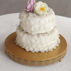 Metal 16" Round Pedestal Cake Stand Gold for Buffet Table Sweets Station