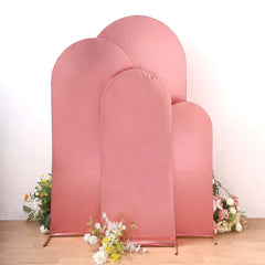 Set of 4 Metallic Rose Gold Shiny Aluminum Alloy Wedding Arch Cover For Round Top Chiara Backdrop Stand - 4ft,5ft,6ft,7ft