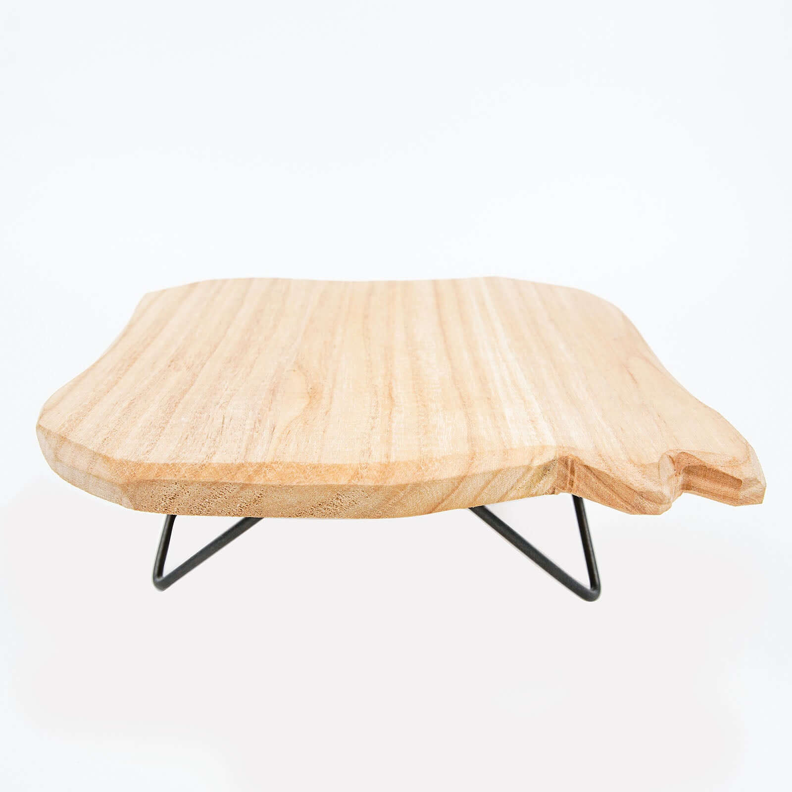 Wooden Cake Cupcake Stand Natural Wood Slice Design - Cheese Board Serving Tray with Hairpin Legs 12" Square