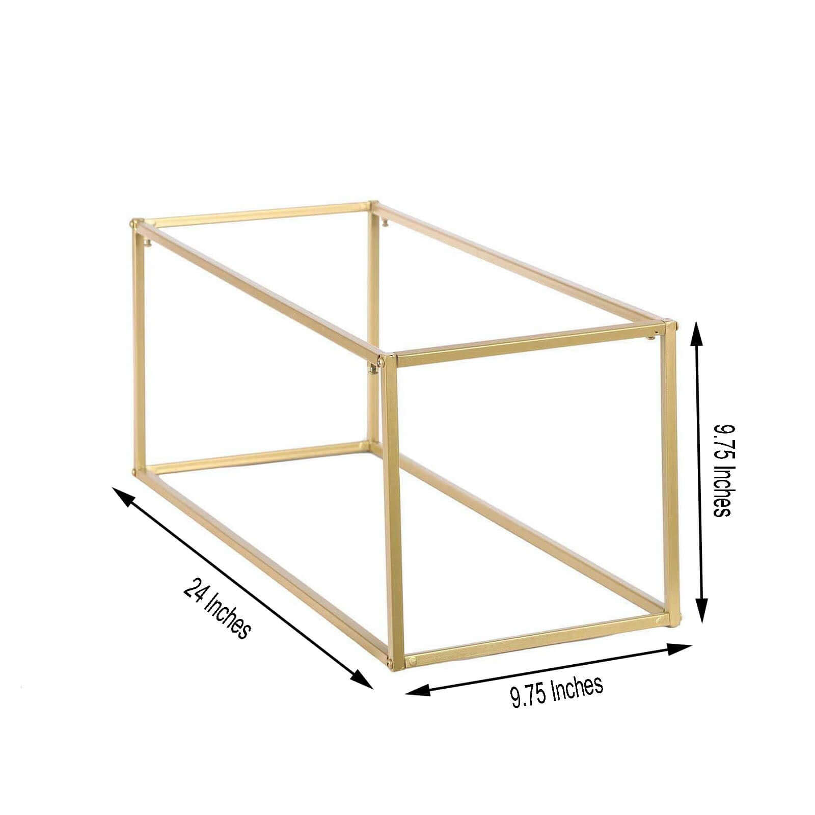 2-Pack Wedding Flower Stand Gold Metal Geometric Column Frame Rectangular - Versatile Floral Pedestal for Sophisticated Arrangements 24"