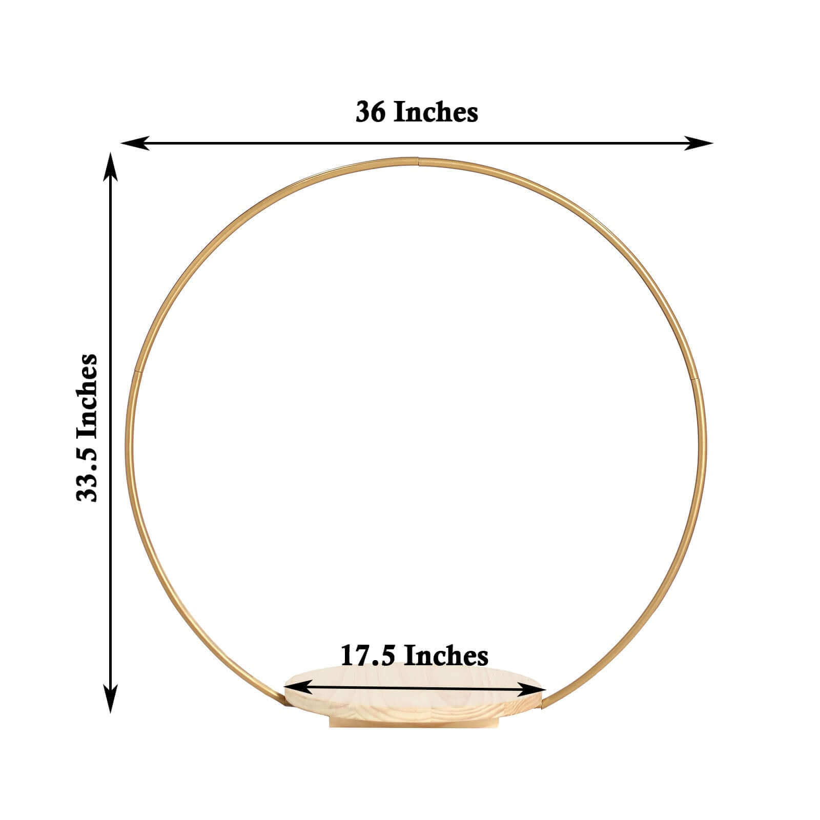 Metal Round Floral Hoop Cake Stand Gold - Chic Geometric Dessert Display DIY Centerpiece Table Decoration With Wooden Base 33"