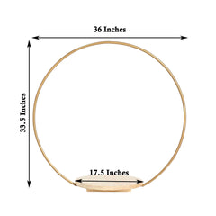 Metal Round Floral Hoop Cake Stand Gold - Chic Geometric Dessert Display DIY Centerpiece Table Decoration With Wooden Base 33"