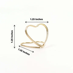 10-Pack Metal Card Holder Stands Double Heart Design Gold - Table Number Stands and Wedding Place Card Menu Clips 1"