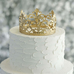 Metal Princess Crown Cake Topper Gold - Exquisite Cake Centerpiece Decor for Quinceañeras Bridal Showers & Fairytale-Themed Events 2"