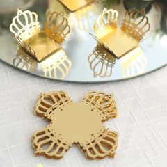 50-Pack Mini Paper Truffle Cup Liners Crown Square Design Metallic Gold - 225GSM Cupcake Tray Wrappers 4"