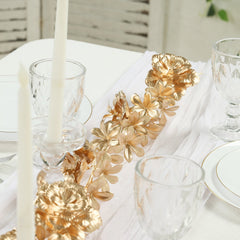 6.5ft Metallic Gold Artificial Flower Garland  - Magnolia & Jasmine Hanging Vine for Table, Arch & Backdrop Decor