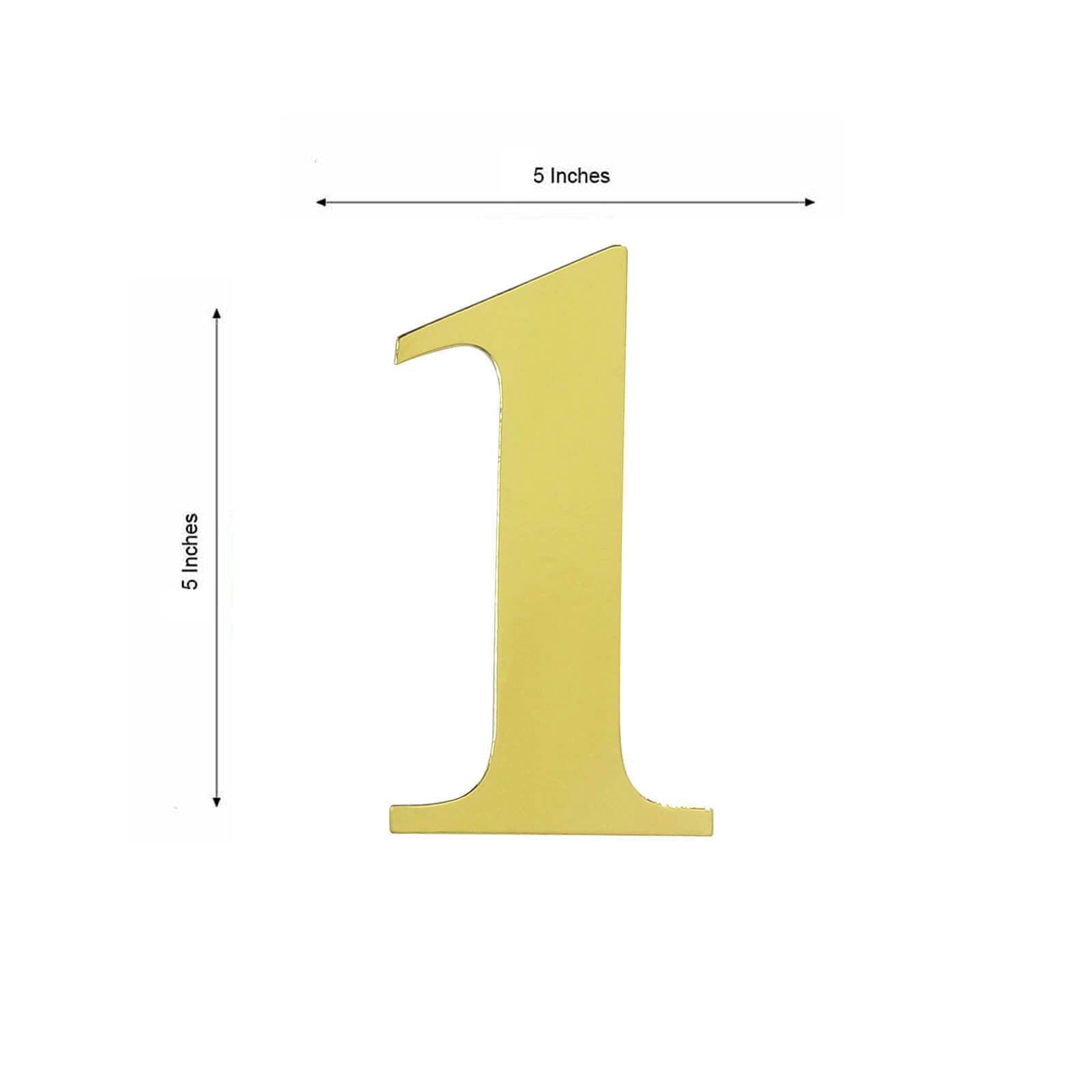 4 Pack 5" Metallic Gold 0-9 Number Stickers Banner, Customizable Stick On Numbers - 1