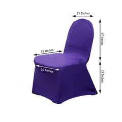 Spandex Chair Cover with Metallic Shimmer Tinsel Back for Banquet Chairs Purple - Fitted Slipcover