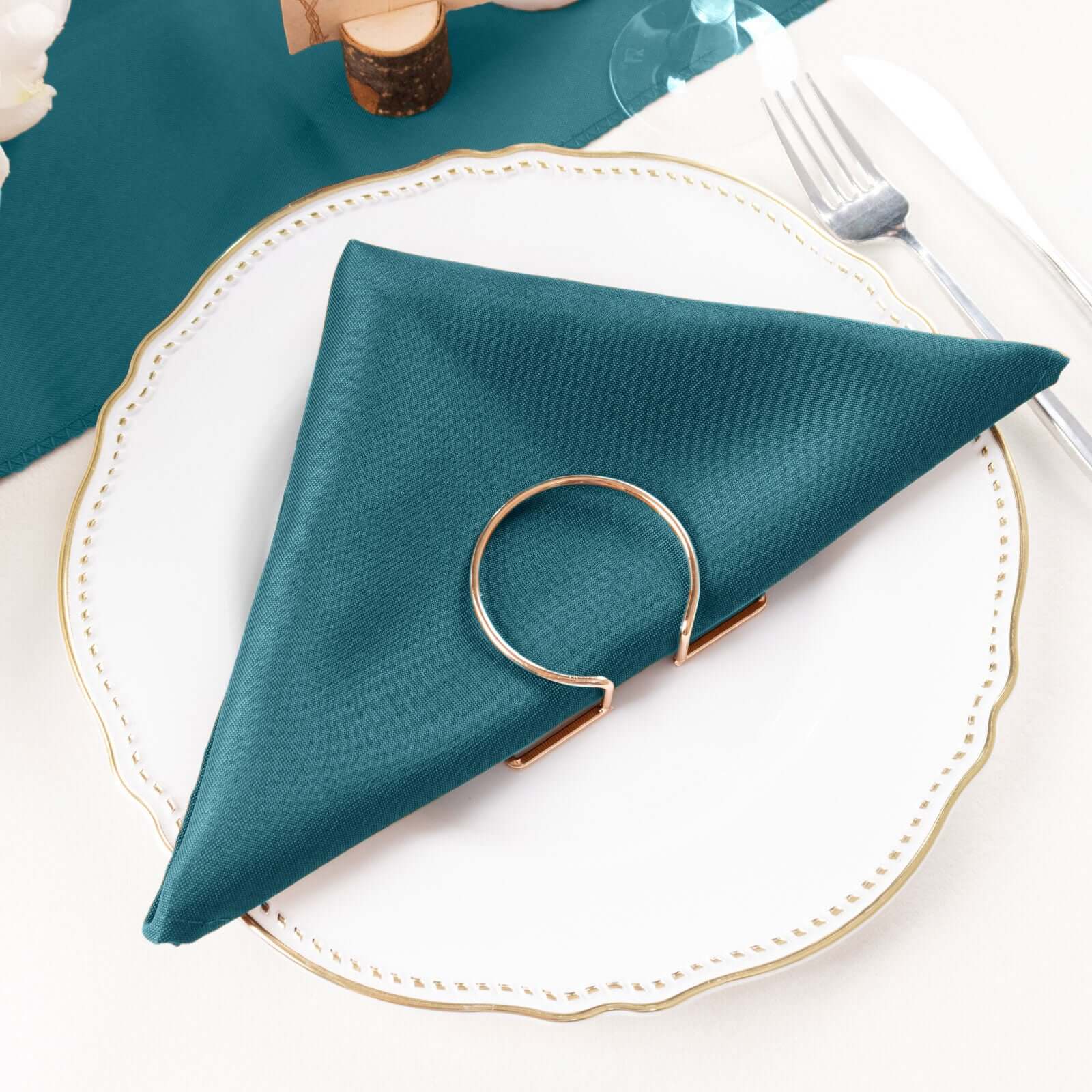 5 Pack Polyester 20"x20" Napkins Peacock Teal - Wrinkle Resistant & Easy Care Cloth Napkins
