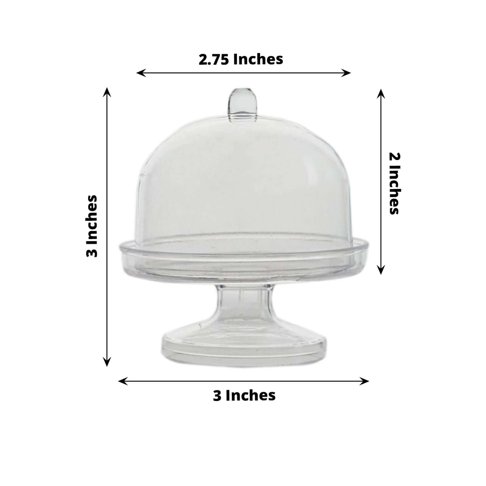 12-Pack Fillable Mini Pedestal Candy Container Clear - Stylish Candy Treat Favor Containers with Dome Lid 3"