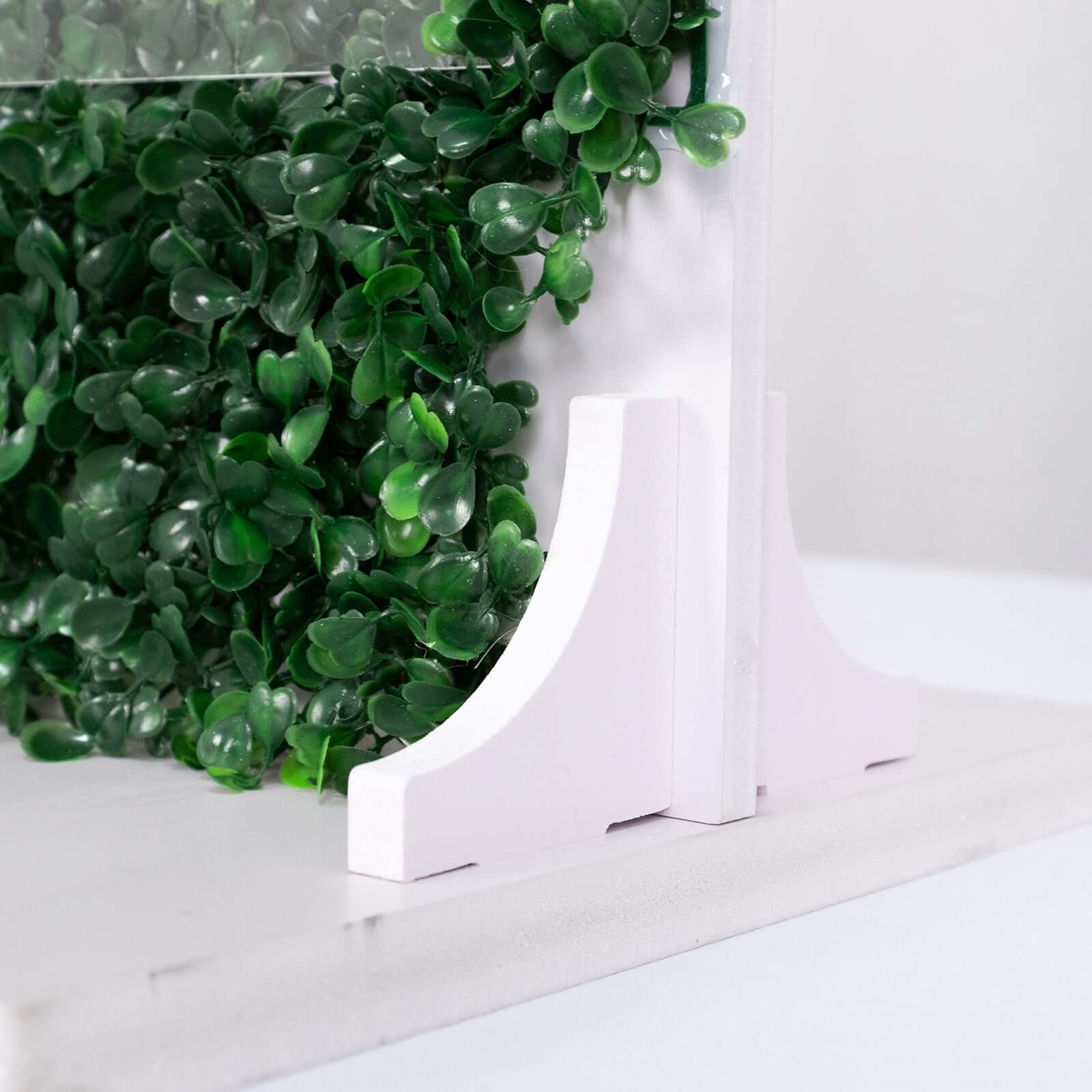 Set of 3 Champagne Wall Glass Holder Green - Tiered Faux Boxwood Stemware Rack Cocktail Display Drink Organizer for Classy Events & Banquets 24", 33", 42"