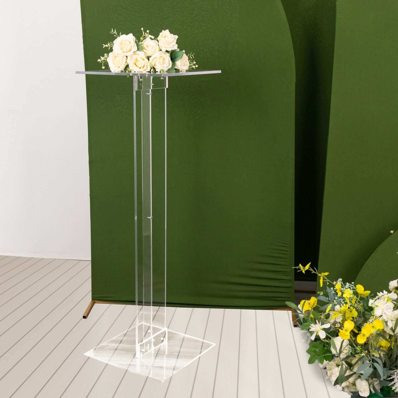 Acrylic Wedding Aisle Display Stand Flower Pedestal with Square Bases Clear - Durable 10mm Thick Centerpiece for Events 46"