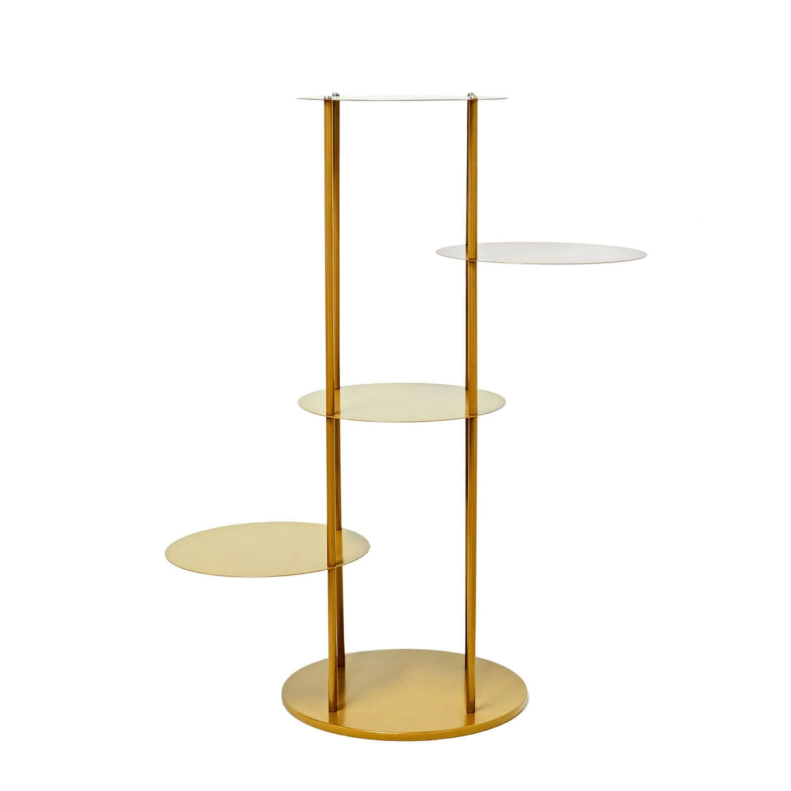 5-Tier Metal Round Cake Stand Centerpiece Gold - Luxurious Pillar Style Cupcake Dessert Display Tower Planter Shelf for Weddings Banquets & Celebrations 2.5ft