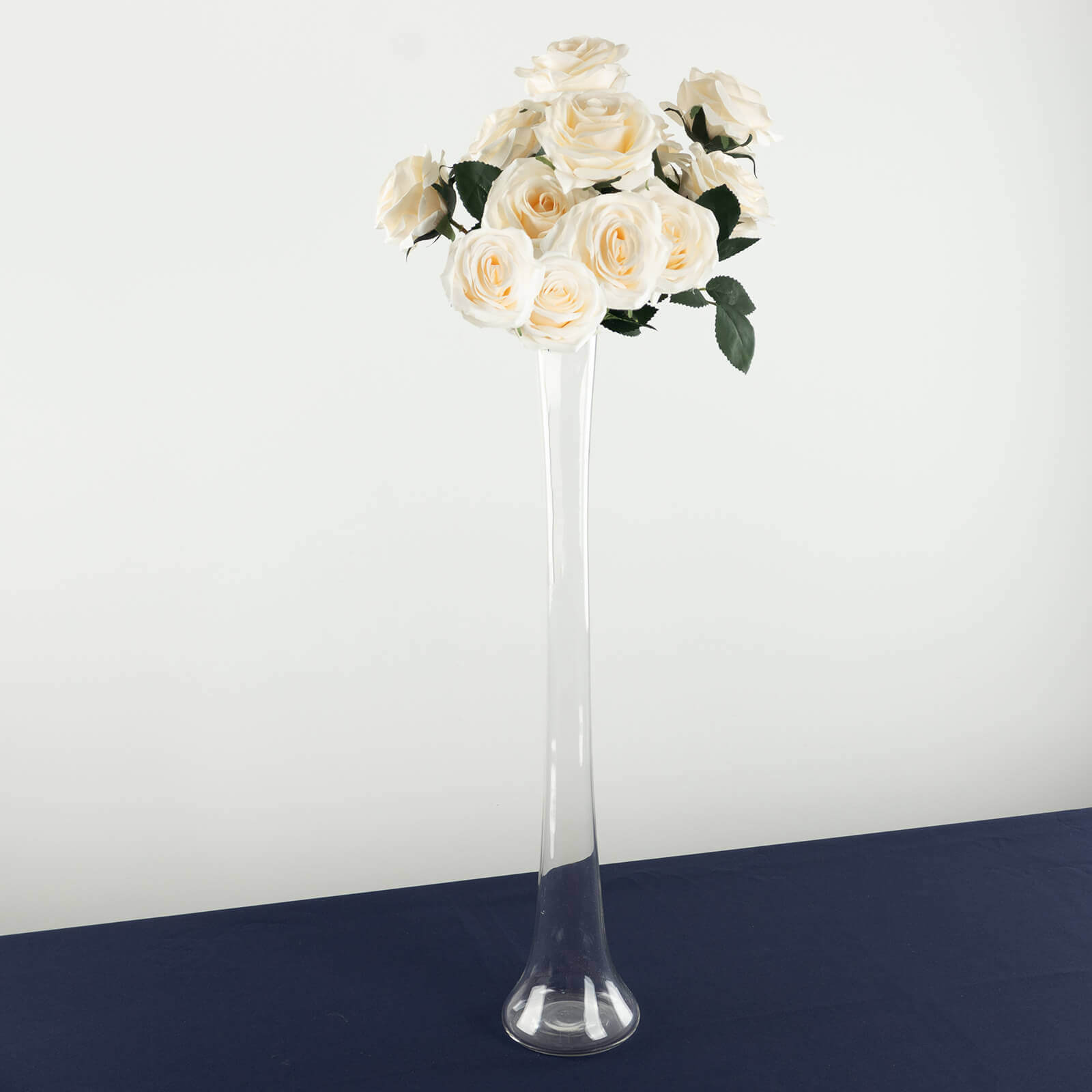 6-Pack Glass Eiffel Tower Vases Clear with Round Base - Tall Skinny Flower Bud Wedding Centerpieces 24"