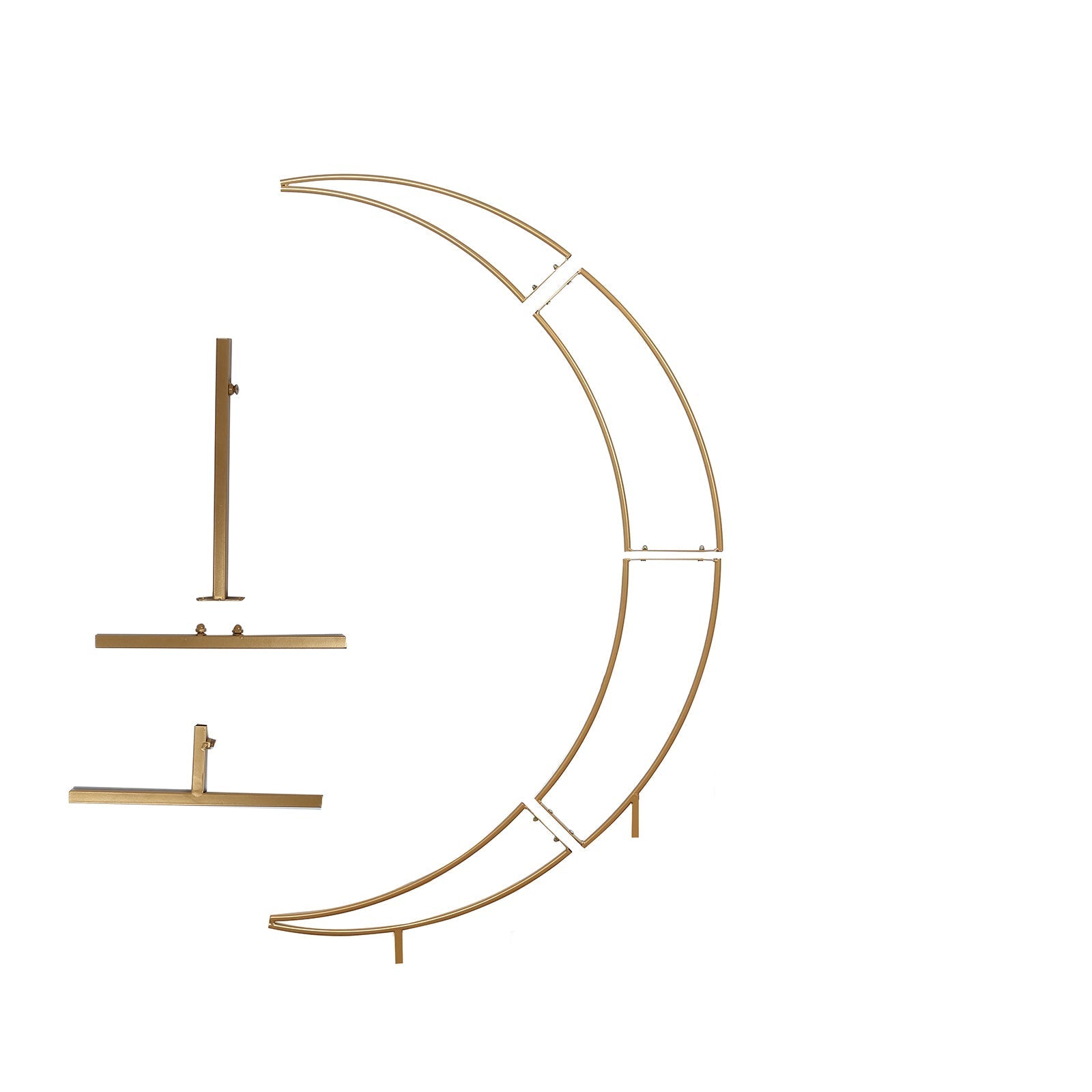 4ft Gold Metal Half Crescent Moon Wedding Arbor Frame, Table Top Centerpiece Curved Design Arch Flower Balloon Stand