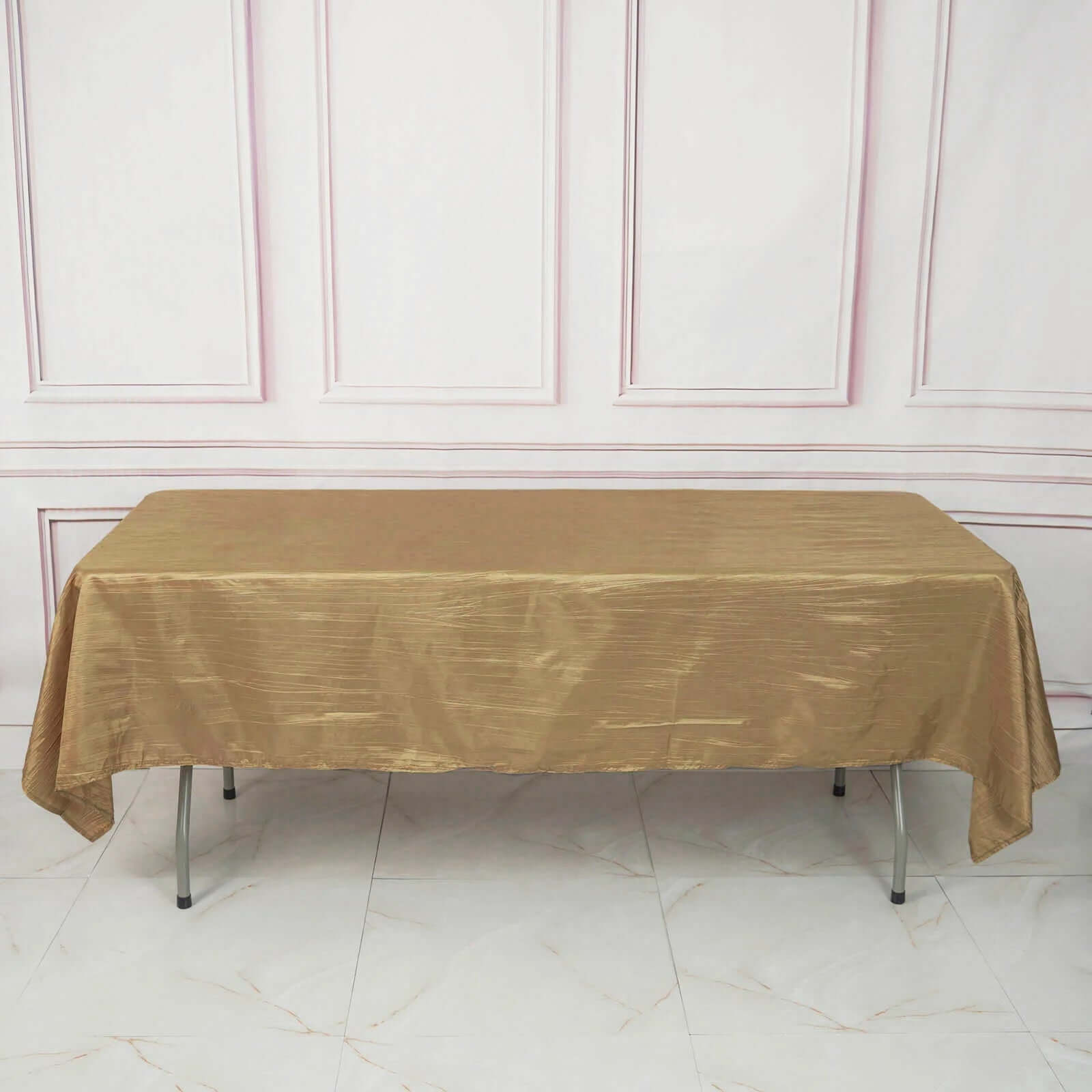 Taffeta 60"x102" Rectangle Tablecloth Gold - Accordion Crinkle Design for Modern Gatherings