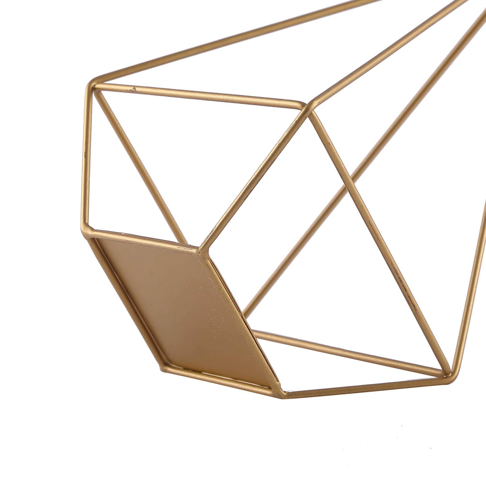 2-Pack Tealight Candle Holders Gold Metal Pyramid Geometric Open Frame - Flower Stand 9"