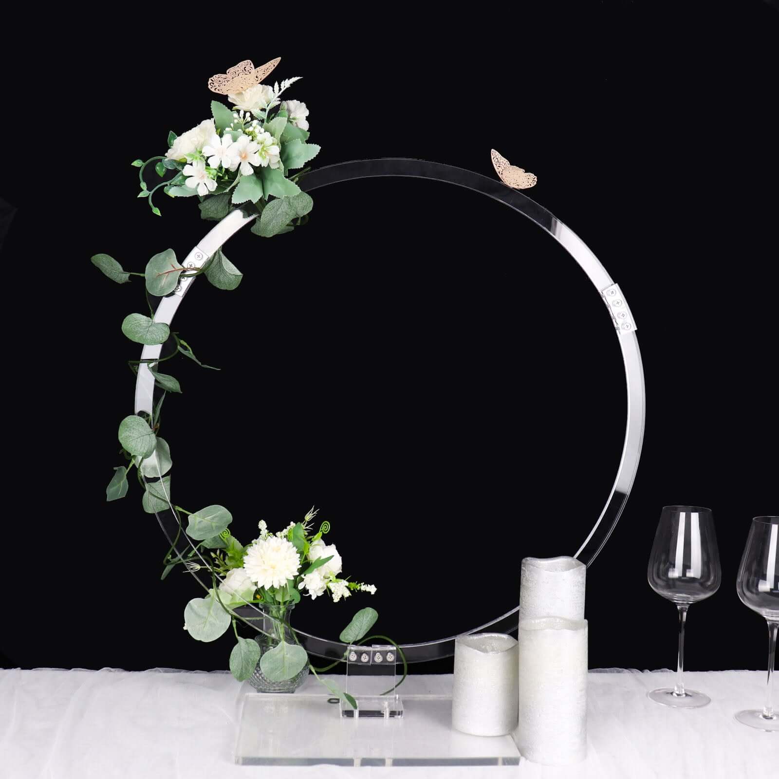 Table Wedding Arch Hoop Stand Acrylic Round Clear - Wreath Tabletop Centerpiece for Weddings 26"