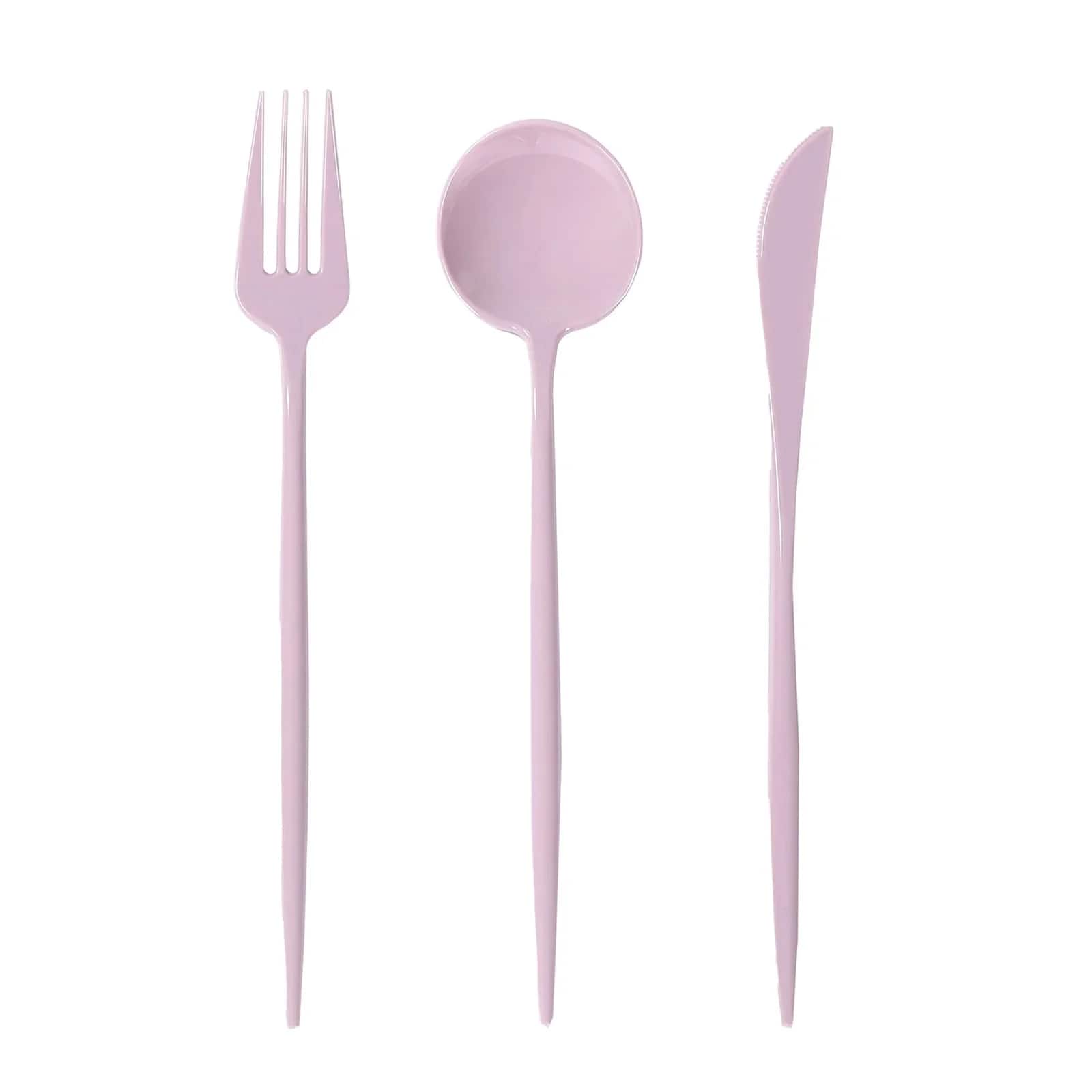 60 Pack Plastic Silverware Set, Lavender Lilac Heavy Duty Disposable Sleek Utensil Cutlery