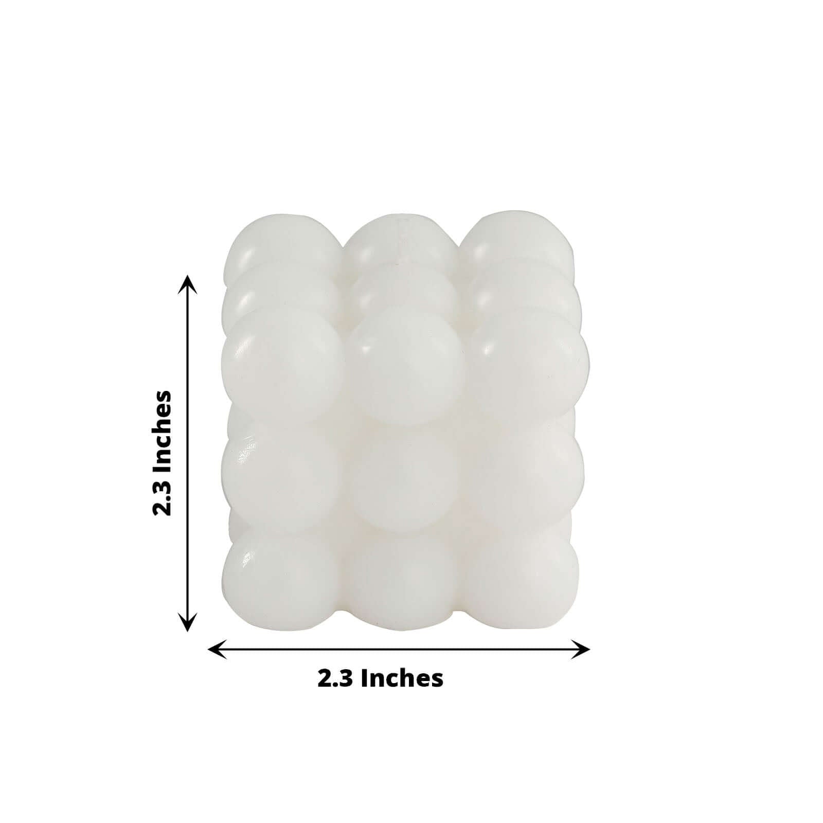 2-Pack Decorative Paraffin Wax Candles Bubble Cube Design White - Unscented Long Burning Pillar Candle Set 2"