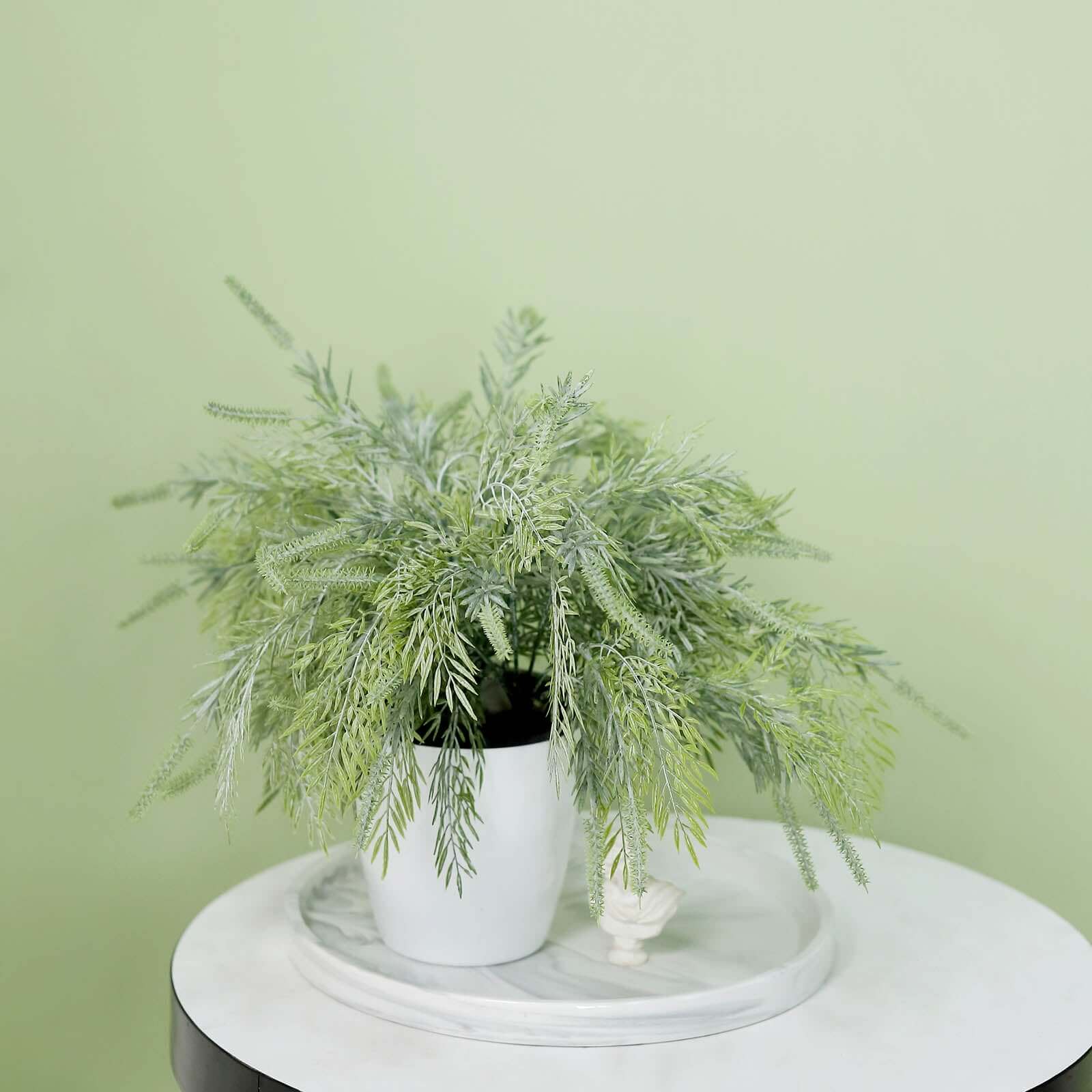 2 Bushes 15" Artificial Sagebrush Fern Stems, Indoor Faux Plants