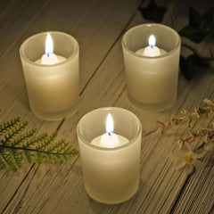 12-Pack Glass Votive Candle Holders Frosted - Tealight Holder Set for Weddings and Events 2.5"
