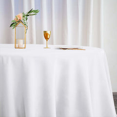 Polyester 132" Round Tablecloth White - Seamless Chic Design for Grand Celebrations