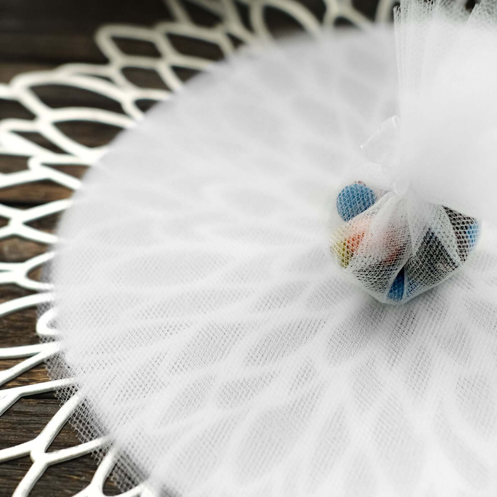 25 Pack 9" White Sheer Nylon Tulle Circles Favor Wrap, DIY Craft Fabric