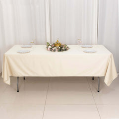 Scuba Rectangular 60"x102" Tablecloth Beige - Wrinkle Free & Stain Resistant Table Cover