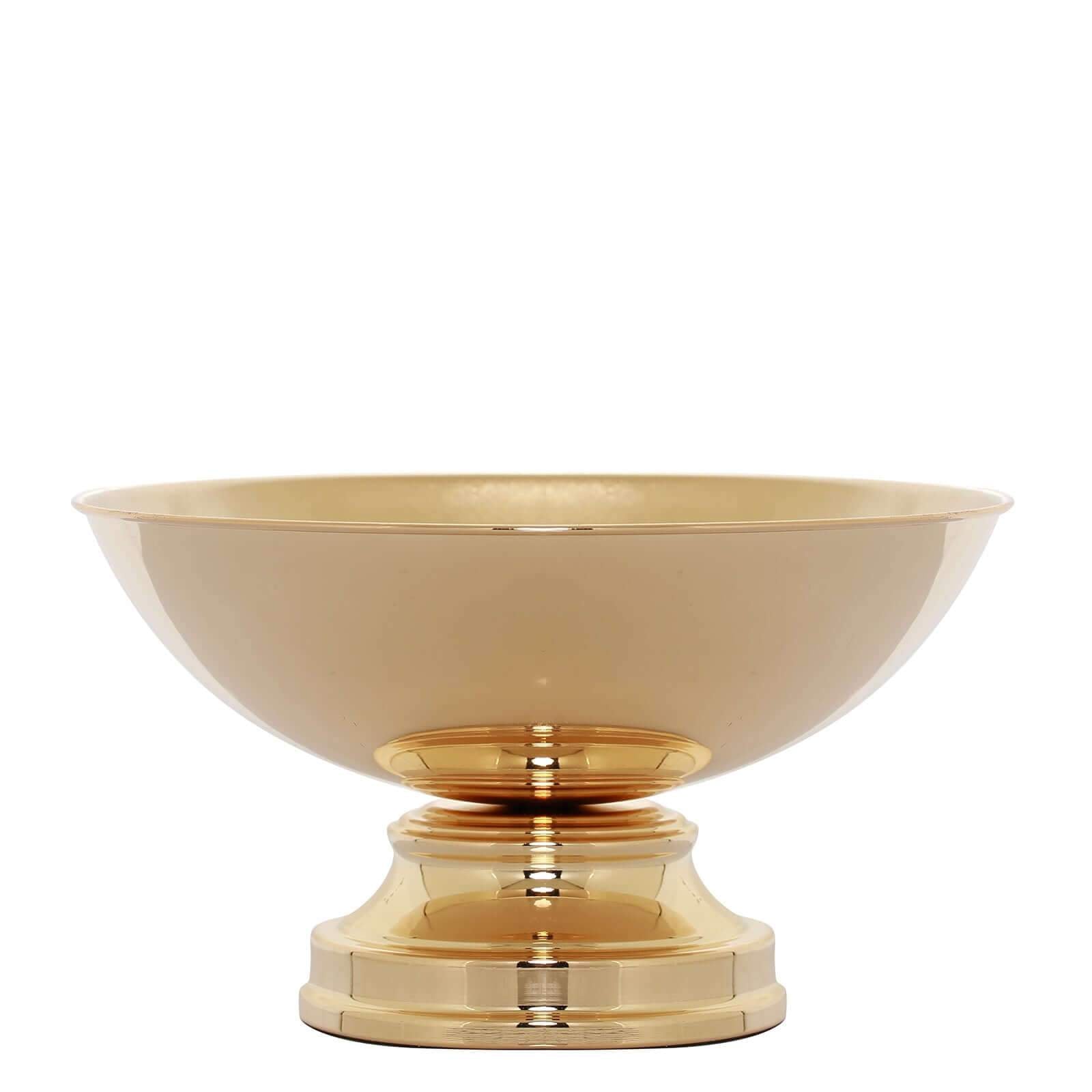 Metal Pedestal Flower Pot Round Design Gold - Floating Candle Bowl and Display Dish 12"