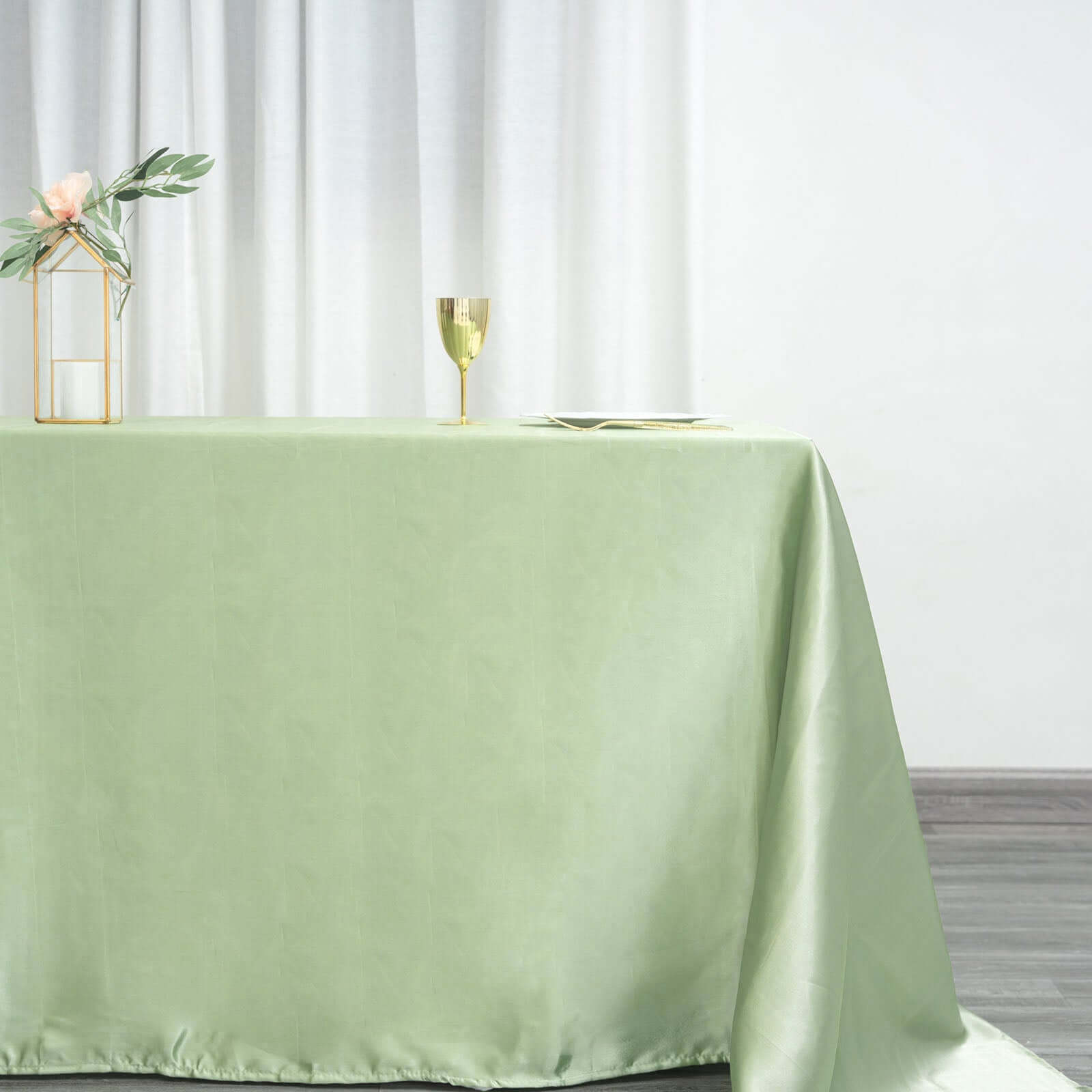 Satin Rectangular 90"x132" Tablecloth Sage Green - Seamless Table Cover