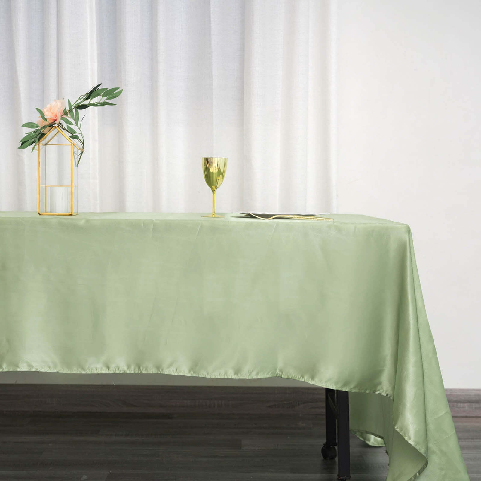 Satin Rectangular 60"x126" Tablecloth Sage Green - Smooth and Lustrous Table Cover