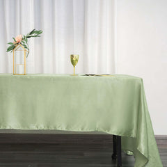 Satin Rectangular 60"x126" Tablecloth Sage Green - Smooth and Lustrous Table Cover