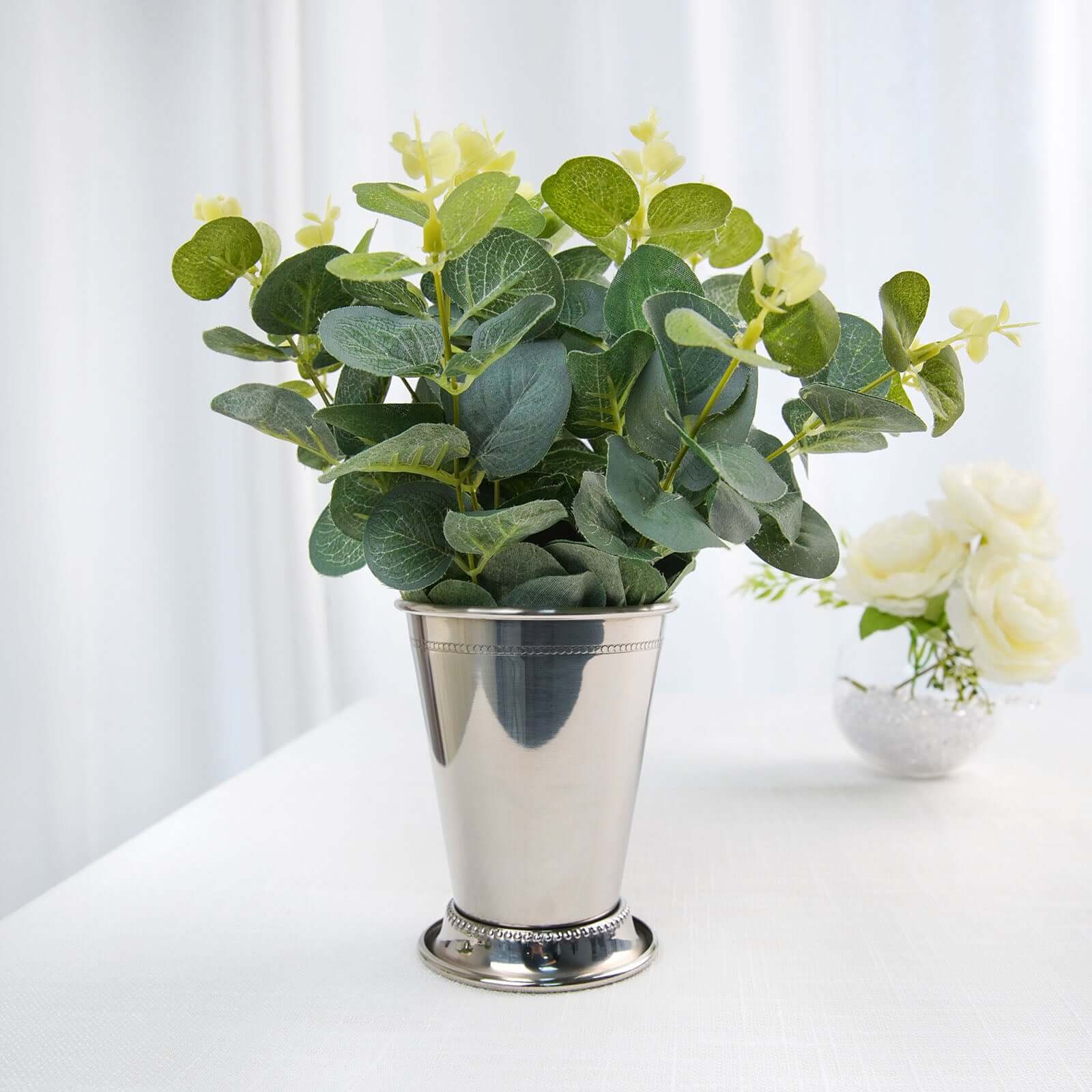 Mint Julep Cup Vase Stainless Steel Silver - Perfect for Flower Arrangements and Event Decor 4.5"