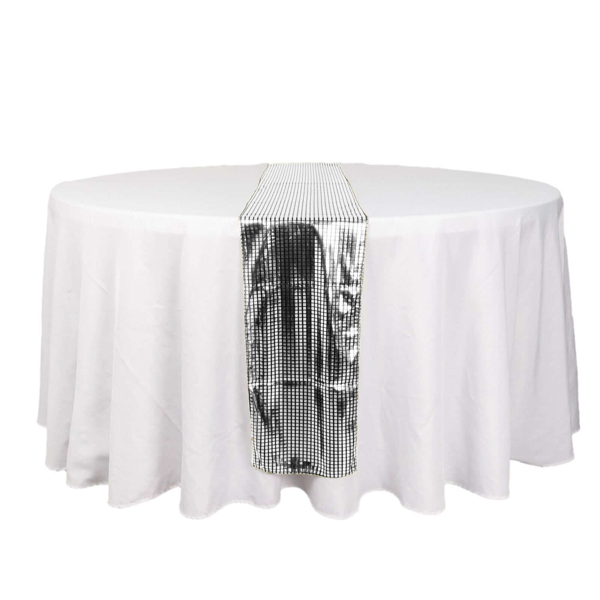 Mirror Foil 12"x108" Table Runner Silver - Shiny Metallic Party Table Decor