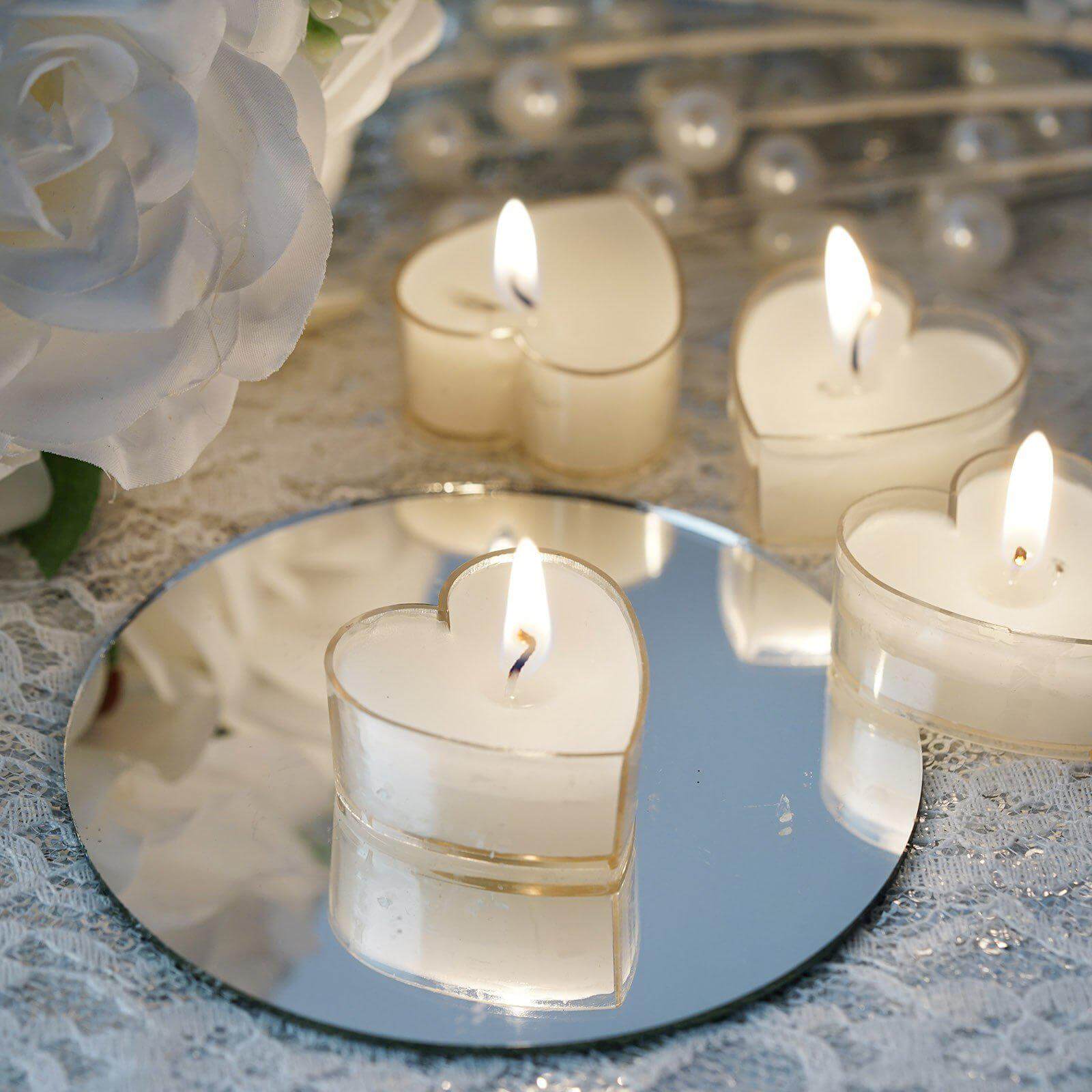 12-Pack Tealight Candles Heart Shaped Design White - Valentines Decor for Romantic Settings Mini