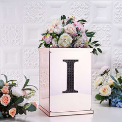 Decorative Rhinestone Alphabet "I" Letter Stickers, Glitter Adhesive Craft Letters Black DIY Sparkle Embellishments 6"