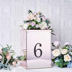 Decorative Rhinestone Number "6" Stickers, Glitter Adhesive Craft Numbers Black DIY Sparkle Embellishments 6"