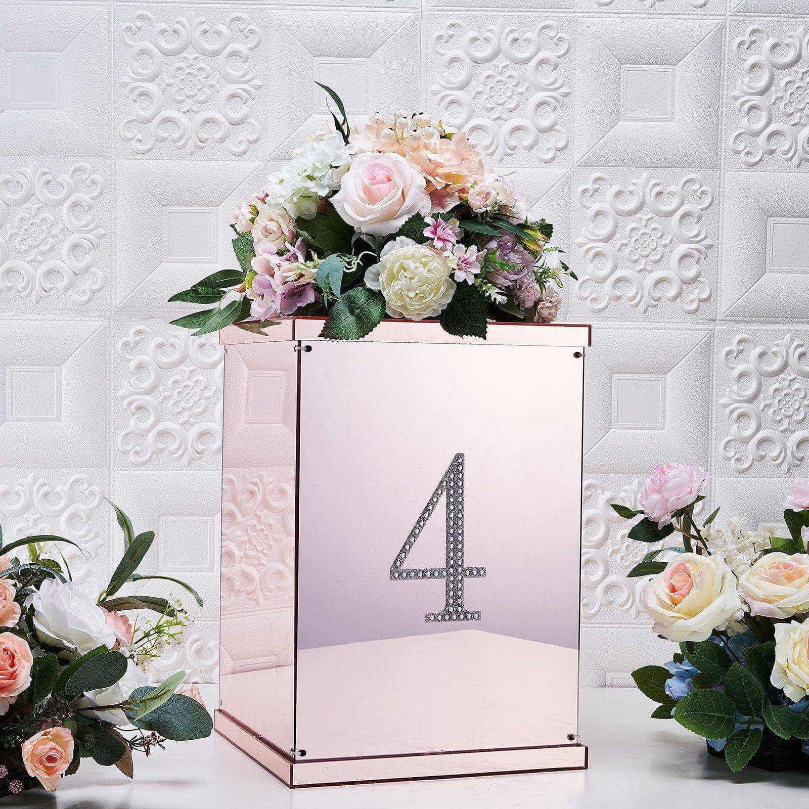 Decorative Rhinestone Number "4" Stickers, Glitter Adhesive Craft Numbers Silver DIY Sparkle Embellishments 6"