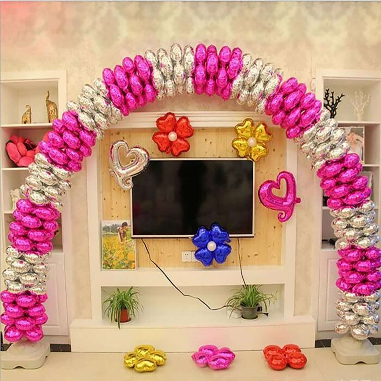 10 Pack 15" Shiny Silver Four Leaf Clover Shaped Mylar Foil Balloons