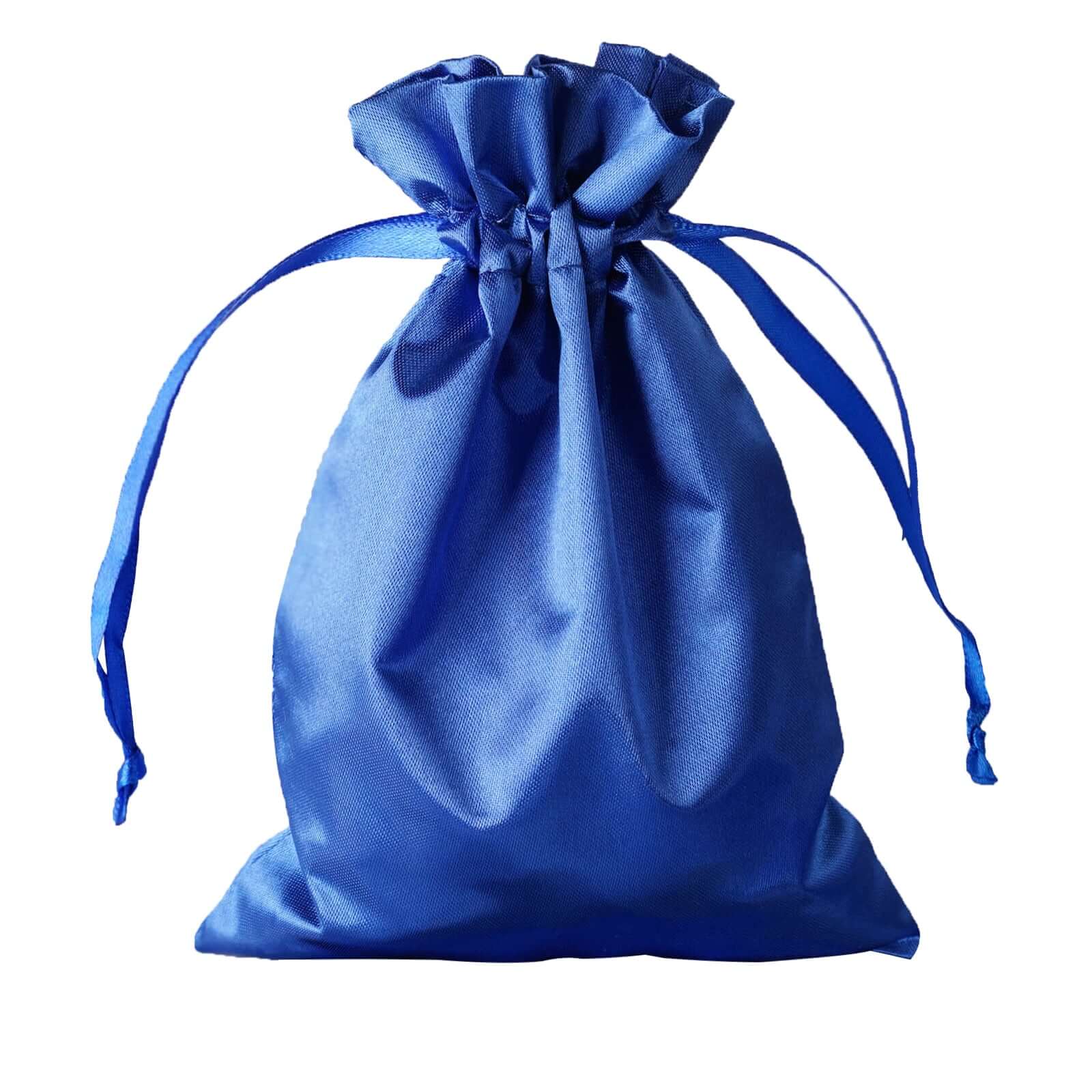 12 Pack 5"x7" Royal Blue Satin Drawstring Wedding Party Favor Gift Bags