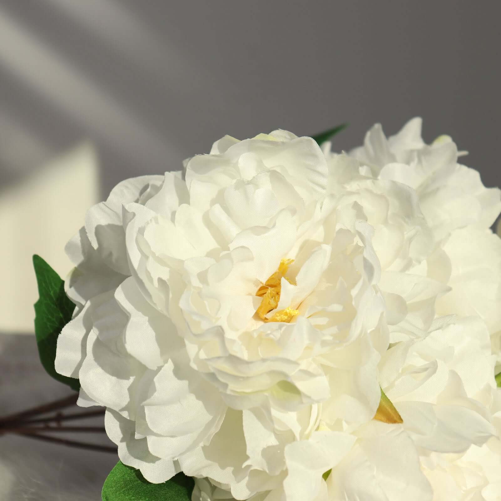 2 Bushes 17" White Artificial Silk Peony Flower Bouquets, Real Touch Peonies Spray